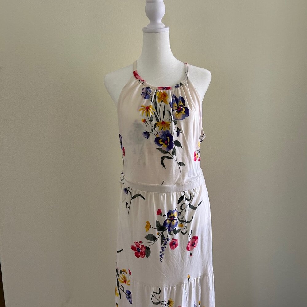 Old Navy Maxi Dress Floral Tiered Sleeveless Summer Tiered Boho Vacation Relaxed - Picture 2 of 7